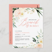 ブランチと泡立つブライダルシャワー桃の水色 ポストカード (正面/裏面)