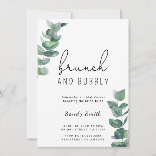 ブランチと泡立つブライダルシャワー 招待状 (正面)