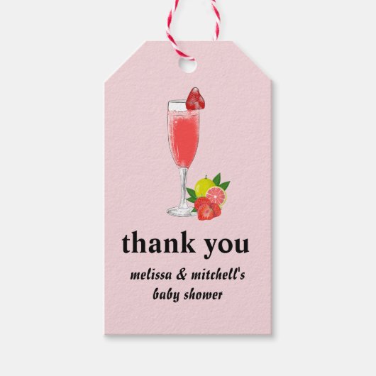 ブランチと泡立つミモサ感謝していシャンパン ギフトタグ (正面)