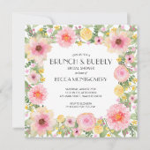 ブランチと泡立つ水カラーピンクフローラ招待状 (正面)