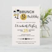 ブランチと泡立つ白い黒の金ゴールドブライダルシャワー 招待状 (スタンド正面)