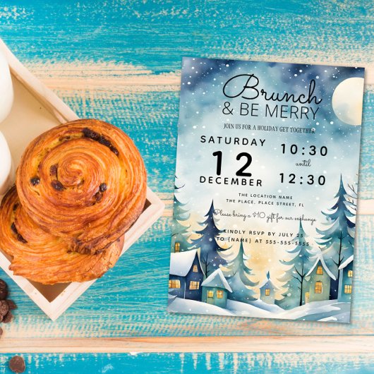 ブランチと陽気なクリスマスパーティーの束のランチ 招待状