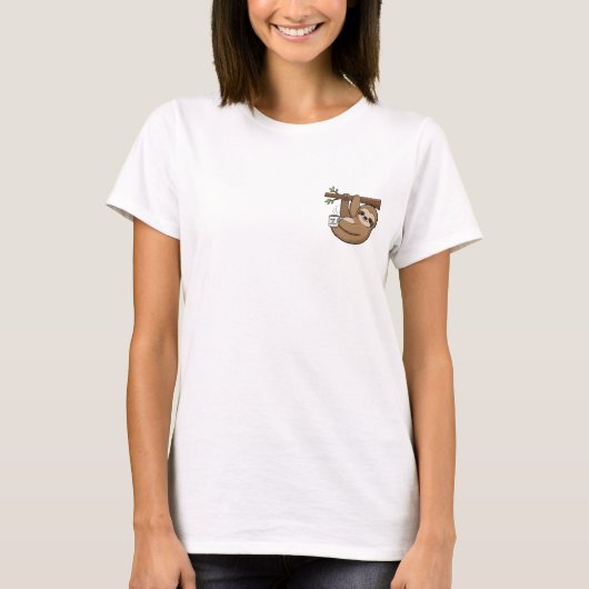 ブランチにぶら下がるキュートなナマケモノ Tシャツ (正面)