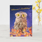 ブランチにキュートな水彩のフクロウ カスタムカード カード (黄色い花)