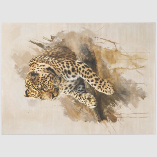 ブランチに沿ってラウンジするleopart 薄葉紙 (正面)