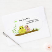 ブランチの小さなフクロウ 楕円形シール (封筒)