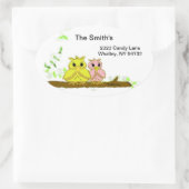 ブランチの小さなフクロウ 楕円形シール (バッグ)