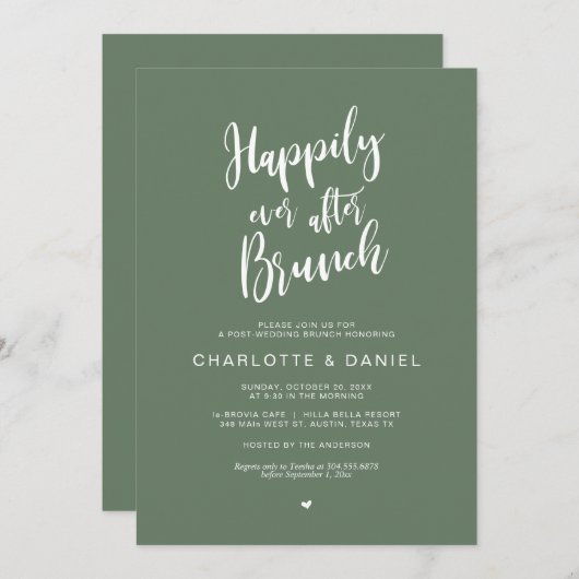 ブランチの後に幸いにも、ポスト結婚の駆け落ち 招待状 (正面/裏面)