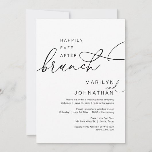 ブランチの後、幸いにも結婚の駆け落ちパーティー 招待状 (正面)