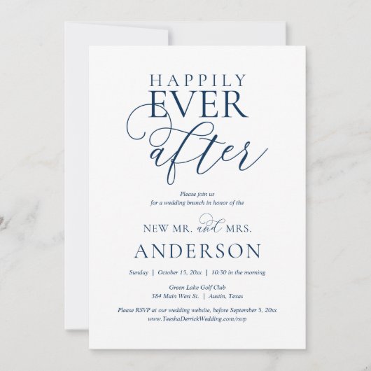 ブランチの後、幸いにも結婚の駆け落ちパーティー 招待状 (正面)