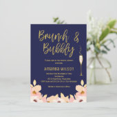 ブランチの快活で青い金ゴールドのブライダルシャワーの招待状 招待状 (スタンド正面)