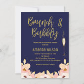 ブランチの快活で青い金ゴールドのブライダルシャワーの招待状 招待状 (正面)