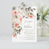 ブランチの水彩画の赤面のばら色の花柄を結婚した後 招待状 (スタンド正面)