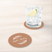 ブランチはっきりしたス結婚モノグラムラウンド紙コースター ラウンドペーパーコースター (インサイチュ)