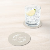 ブランチはっきりしたス結婚モノグラムラウンド紙コースター ラウンドペーパーコースター (インサイチュ)