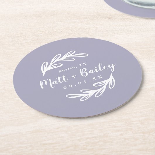 ブランチはっきりしたス結婚モノグラムラウンド紙コースター ラウンドペーパーコースター (アングル)