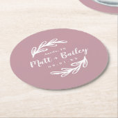 ブランチはっきりしたス結婚モノグラムラウンド紙コースター ラウンドペーパーコースター (アングル)