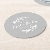 ブランチはっきりしたス結婚モノグラムラウンド紙コースター ラウンドペーパーコースター (アングル)