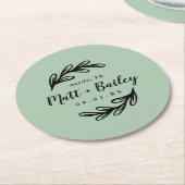 ブランチはっきりしたス結婚モノグラムラウンド紙コースター ラウンドペーパーコースター (アングル)