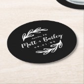 ブランチはっきりしたス結婚モノグラムラウンド紙コースター ラウンドペーパーコースター (アングル)