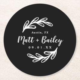ブランチはっきりしたス結婚モノグラムラウンド紙コースター ラウンドペーパーコースター