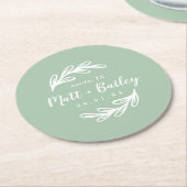 ブランチはっきりしたス結婚モノグラムラウンド紙コースター ラウンドペーパーコースター (アングル)