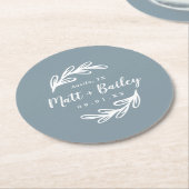 ブランチはっきりしたス結婚モノグラムラウンド紙コースター ラウンドペーパーコースター (アングル)