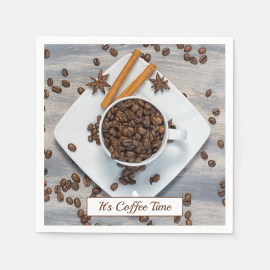 ブランチまたはオフィス会議のコーヒー時間 スタンダードカクテルナプキン (正面)