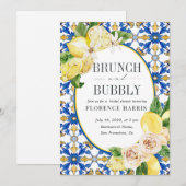 ブランチアンドバブリーイエローレモンブライダルシャワー 招待状 (正面/裏面)