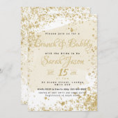 ブランチアンドバブリーグリッター金ゴールド 招待状 (正面/裏面)