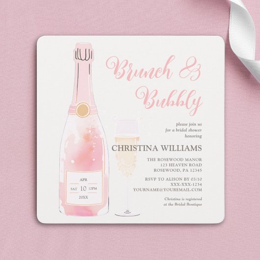 ブランチアンドバブリーシャンパンブライダルシャワー 招待状