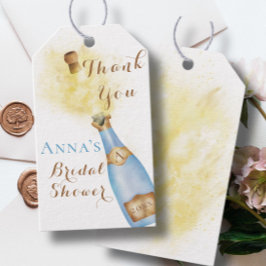 ブランチアンドバブリーシャンパン金ゴールドブライダルシャワー ギフトタグ