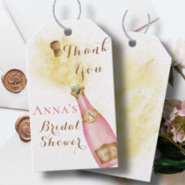 ブランチアンドバブリーシャンパン金ゴールドブライダルシャワー ギフトタグ