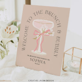 ブランチアンドバブリーシャンパーニュブライダルシャワーウェルカム 台座サイン