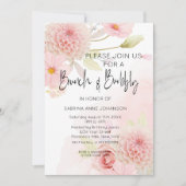 ブランチアンドバブリーピンクフローラブライダルシャワーインビタ 招待状 (正面)