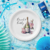 ブランチアンドバブリーピンクフローラブライダルシャワー ペーパープレート (パーティー)