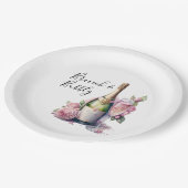 ブランチアンドバブリーピンクフローラブライダルシャワー ペーパープレート (アングル)