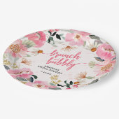ブランチアンドバブリーピンクフローラブライダルシャワー ペーパープレート (アングル)