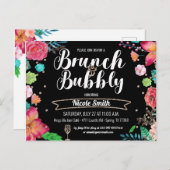 ブランチアンドバブリーブライダルシャワーシャンパングリッター インビテーションポストカード (正面/裏面)