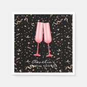 ブランチアンドバブリーブライダルシャワーブラック スタンダードカクテルナプキン (正面)