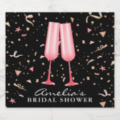 ブランチアンドバブリーブライダルシャワーブラック スパークリングワインラベル (シングルラベル)