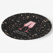 ブランチアンドバブリーブライダルシャワーブラック ペーパープレート (アングル)