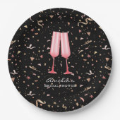 ブランチアンドバブリーブライダルシャワーブラック ペーパープレート (正面)