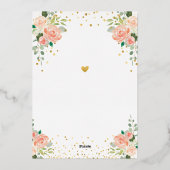 ブランチアンドバブリーブライダルシャワー赤面牡丹金ゴールド 箔招待状 (裏面)