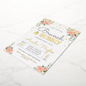 ブランチアンドバブリーブライダルシャワー赤面牡丹金ゴールド 箔招待状 (回転した状態)