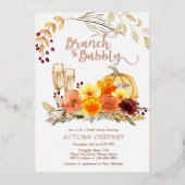 ブランチアンドバブリー秋ブライダルシャワーバラ金ゴールド 箔招待状 (正面)