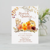 ブランチアンドバブリー秋ブライダルシャワーバラ金ゴールド 箔招待状 (立ち正面)