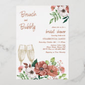 ブランチアンドバブリー秋ブライダルシャワーバラ金ゴールド 箔招待状 (正面)