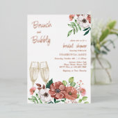 ブランチアンドバブリー秋ブライダルシャワーバラ金ゴールド 箔招待状 (立ち正面)