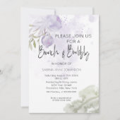 ブランチアンドバブリー薄紫パープルバラ 招待状 (正面)